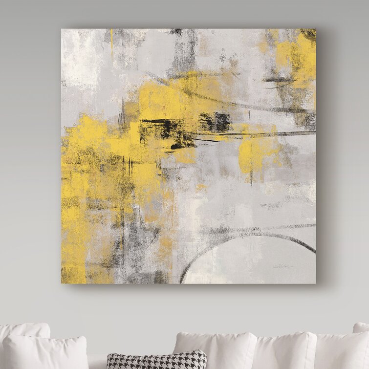 Latitude Run 'Clay Flowers' Acrylic Painting Print on Wrapped Canvas, Yellow