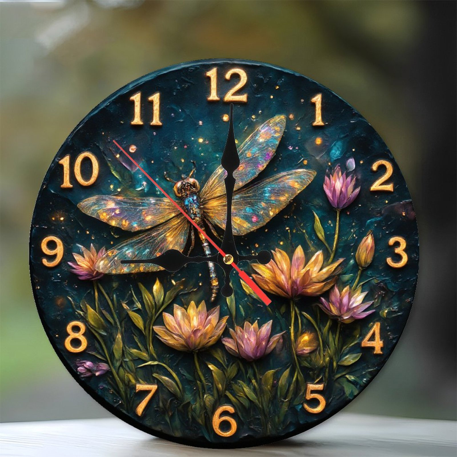 Dragonfly Clock Roses East Urban Home 10'' Round MDF Wall Clock with Silent Quartz Movement ...