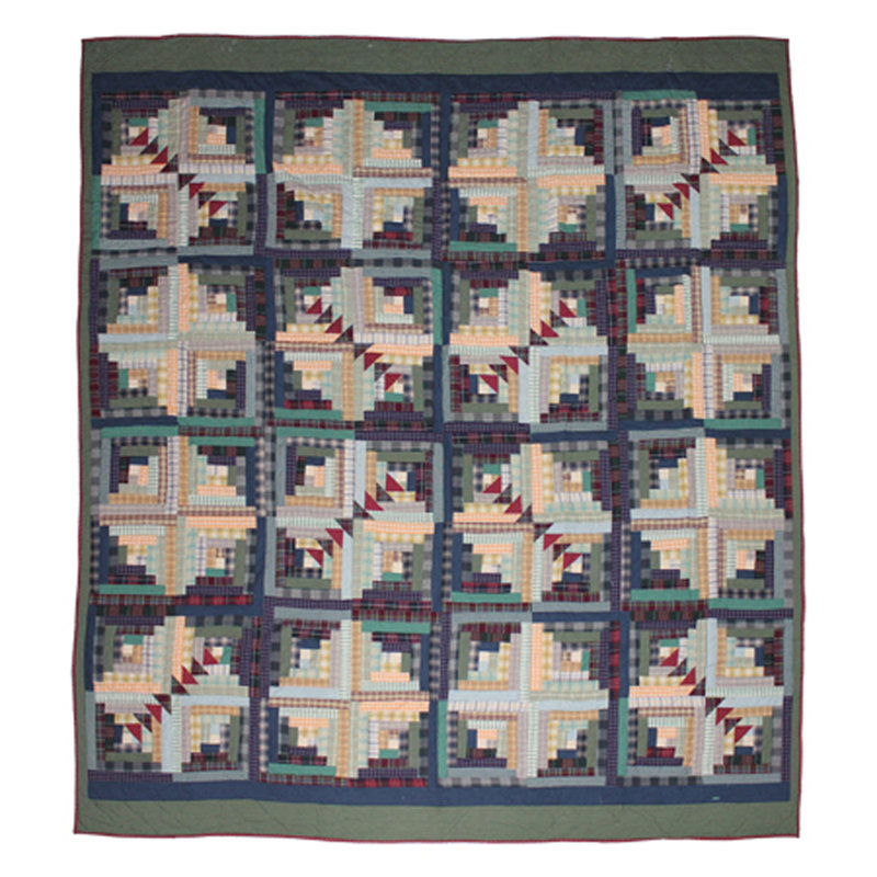 Wild Goose Log Cabin Rustic Cotton Patchwork Quilt