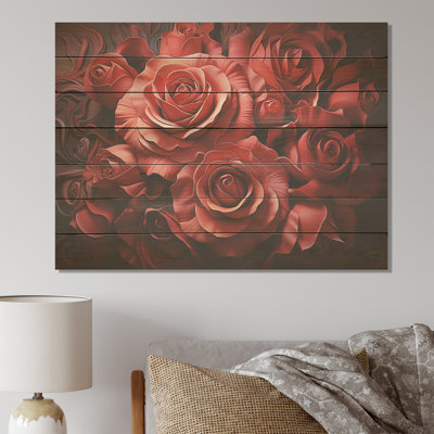 Rose rouge classique Reson II - roses sur bois