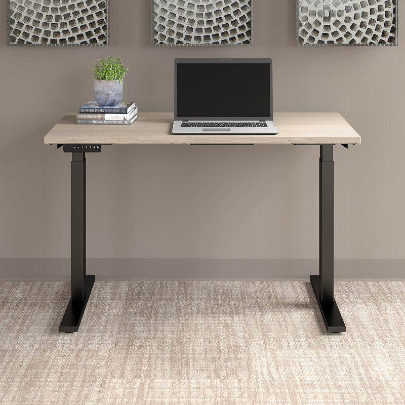 Move 60 Series Adjustable Metal Base Standing Desk, 47.69" H x 47.60" W x 29.37" D, Sand Oak/Black