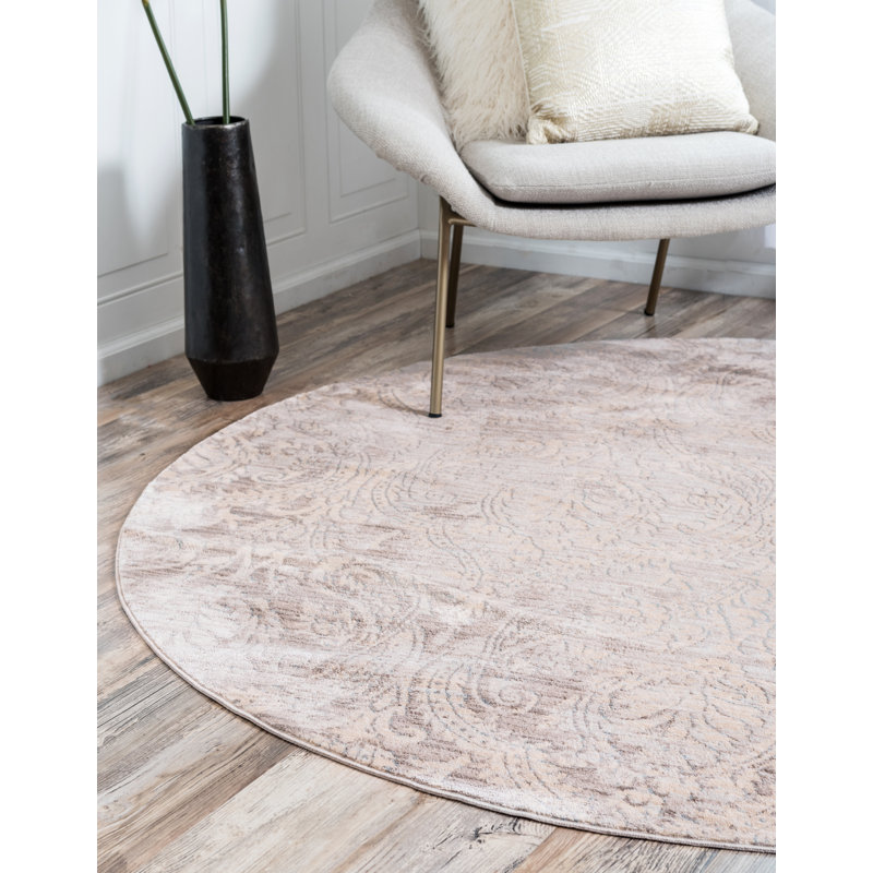 Ansonville Damask Indoor Rug, Round 6'1"