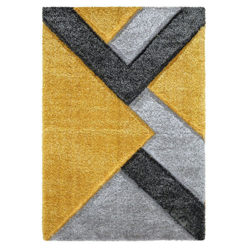 Hubler Geometric Shag Area Rug, Rectangle 60 x 110cm