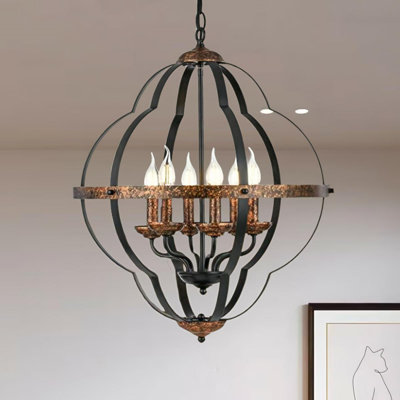 23.6 Inch 6 Head Wrought Iron Restaurant Hallway Pendant Light