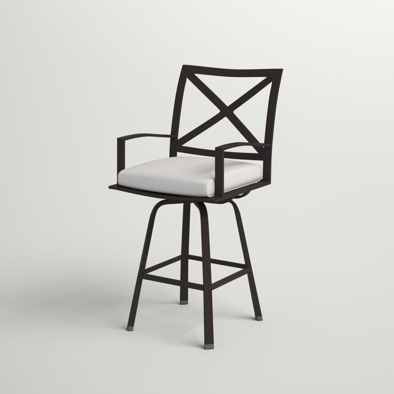 Tabouret de comptoir pivotant avec coussin Mulcahey, Toile lin Sunbrella®, Tabouret de comptoir (siège d'une hauteur de 26 p