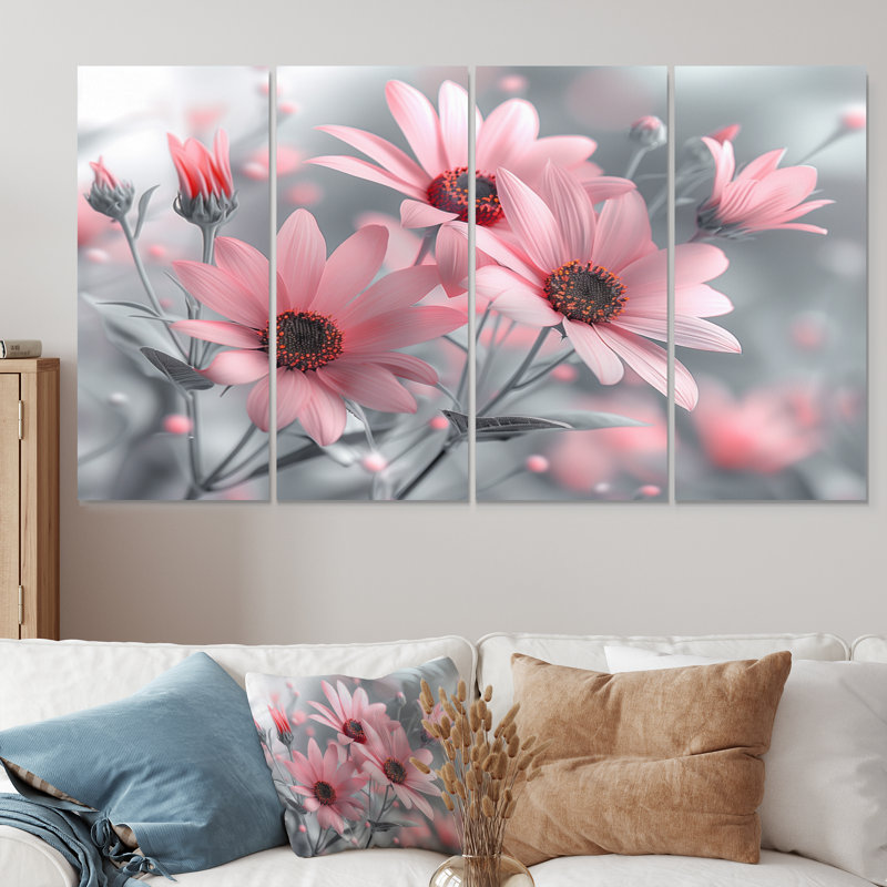 Djanira - marguerites, ensemble d'art mural, H 32 po x l 64 po