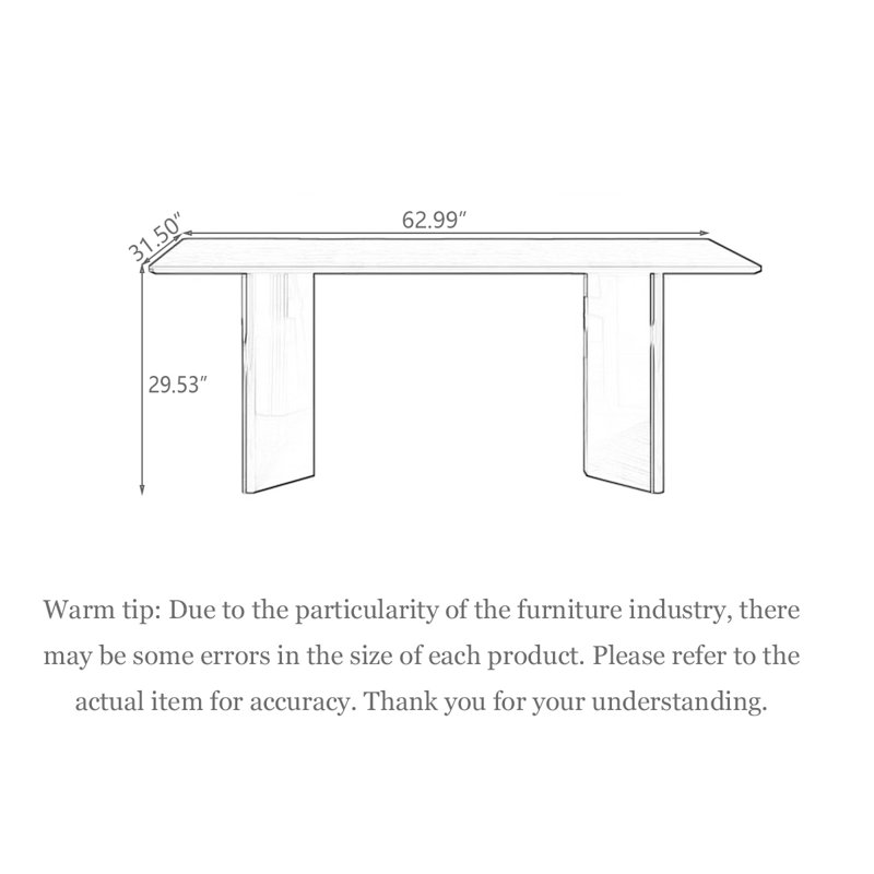 Black Rectangular Solid Wood + Sintered Stone tabletop Dining Table, 29.53”H x 62.99”L x 31.50”W