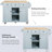 Kitchen Cart With 3 Drawers & Drop Countertop, 5 Rolling Wheels, Grey Blue Cabinet Door Storage, For Compact Space