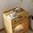 Robot-Shaped Wood End Table - 360° Rotating Storage Chest, 3-Color LED Lights & Lockable Rolling Wheels