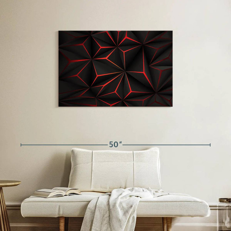 Avery abstrait noir et rouge, H 24 po x l 36 po