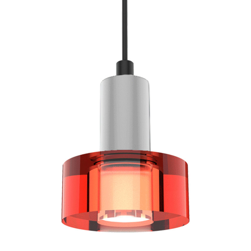 Luminaire suspendu simple Gel, Rouge, Chrome poli