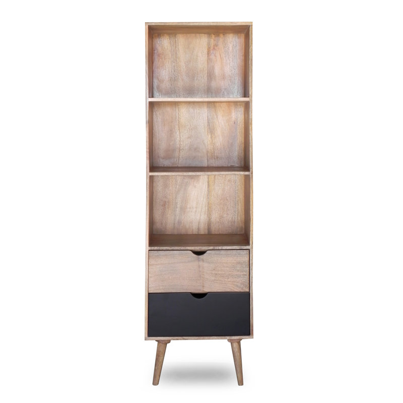 Rousseau 180cm H x 55cm W Solid Wood Standard Bookcase, Black
