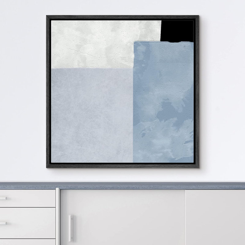 Bleu bébé encadré sur toile, Toile noire, H 24 po x l 24 po