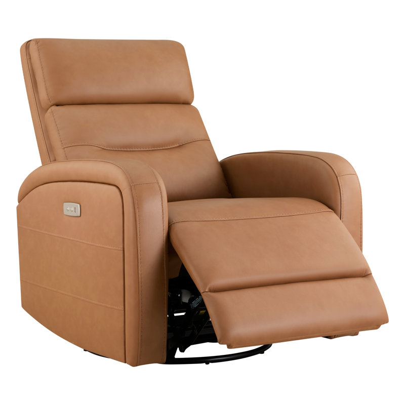 Wyat Sia Geniune Leather Swivel Power Recliner, Aline Butternut Top Grain Leather