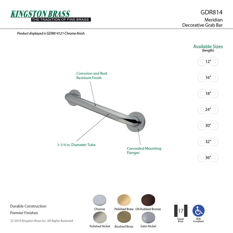 Barre d'appui extensible 1-1 / 4 po Kingston, Bronze huilé, l 32,75 po