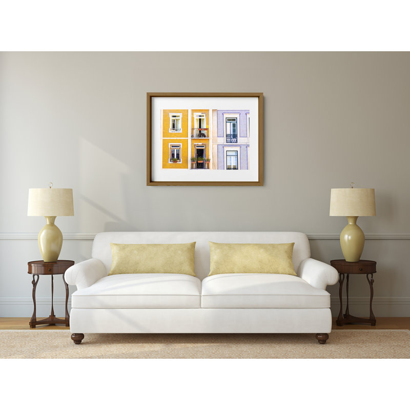 The Woman In The Window Print by Joseph Regan, 22" H x 26" W x 0.75" D, Walnut