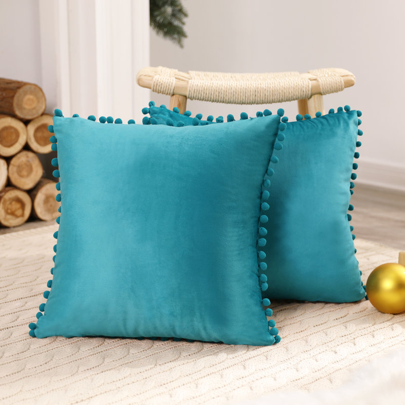 Knowles Square Throw Pillow Cover, Teal, 46cm H x 46cm W x 1cm D