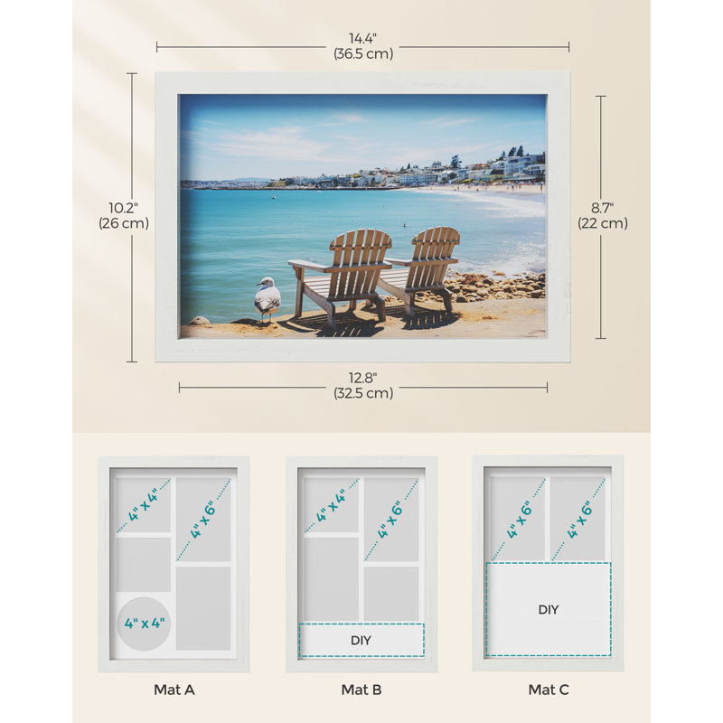 White Storage Shadow Box Picture Frame - with Mat, 2