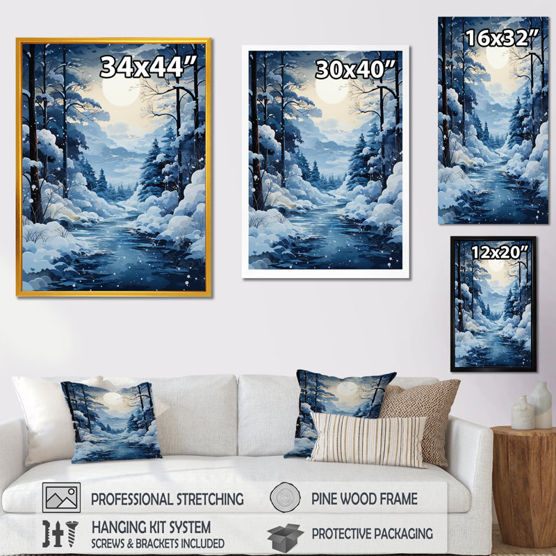 «White Path To The Winter I», art mural forêt, Cadre simple blanc, H 40 po x l 30 po x P 1,5 po