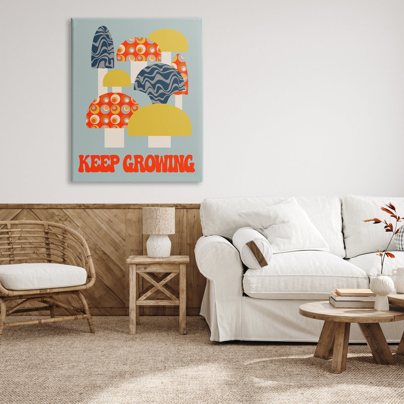 «Keep Growing Retro Mushroom on Canvas» par Lil 'Rue, reproduction, H 48 po x l 36 po x P 1,5 po