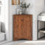 Brown Triangle Bathroom Storage Cabinet With Adjustable Shelves, Freestanding Floor Cabinet For Home Kitchen-1385391569
