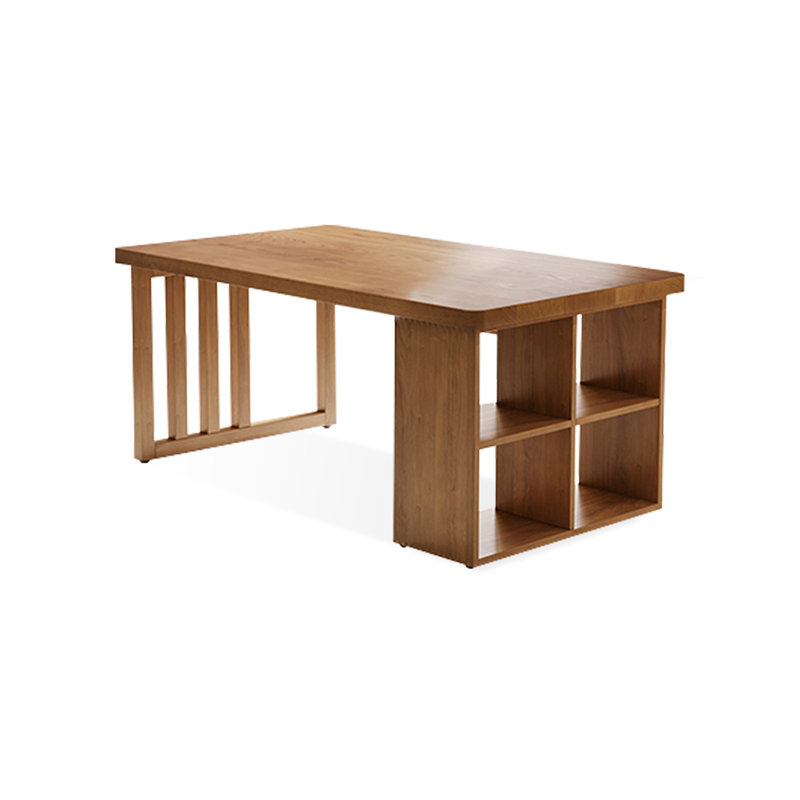 Bureau d'écriture en bois massif avec bibliothèque, H 29,53 po x l 62,99 po x P 27,56 po