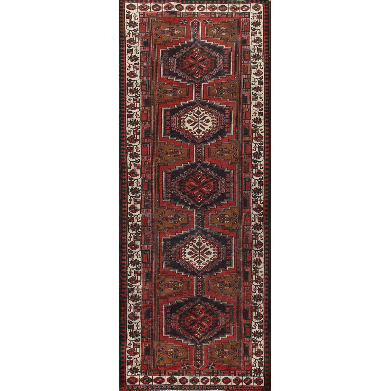 Tapis rouge à motif géométrique 3 x 11
