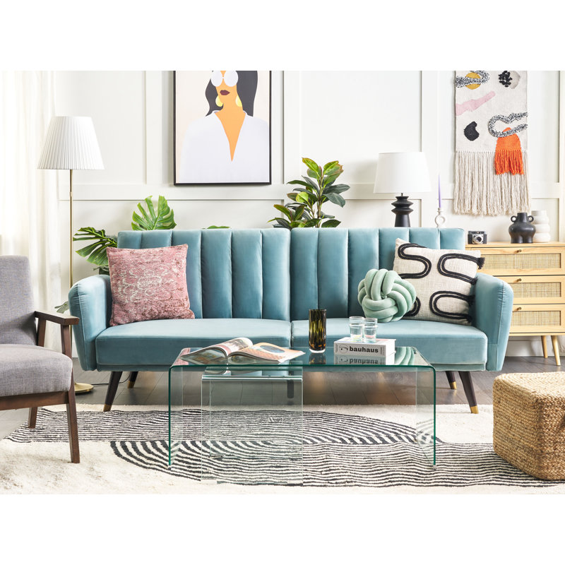 Fawcett 3 Seater Sleeper, Light Blue Velvet