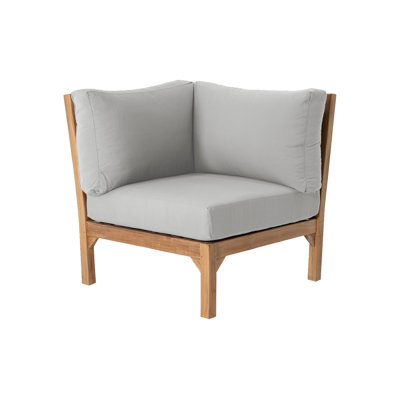 Chaise de coin d'extérieur en teck Huntington avec coussins Sunbrella