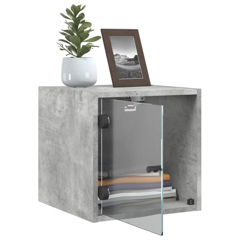 Masir 35cm W Manufactured Wood Bedside Table, Concrete Grey, Set of 2