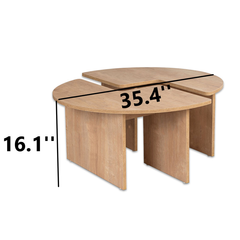 Ensemble de tables basses gigognes 2 pièces, Chêne