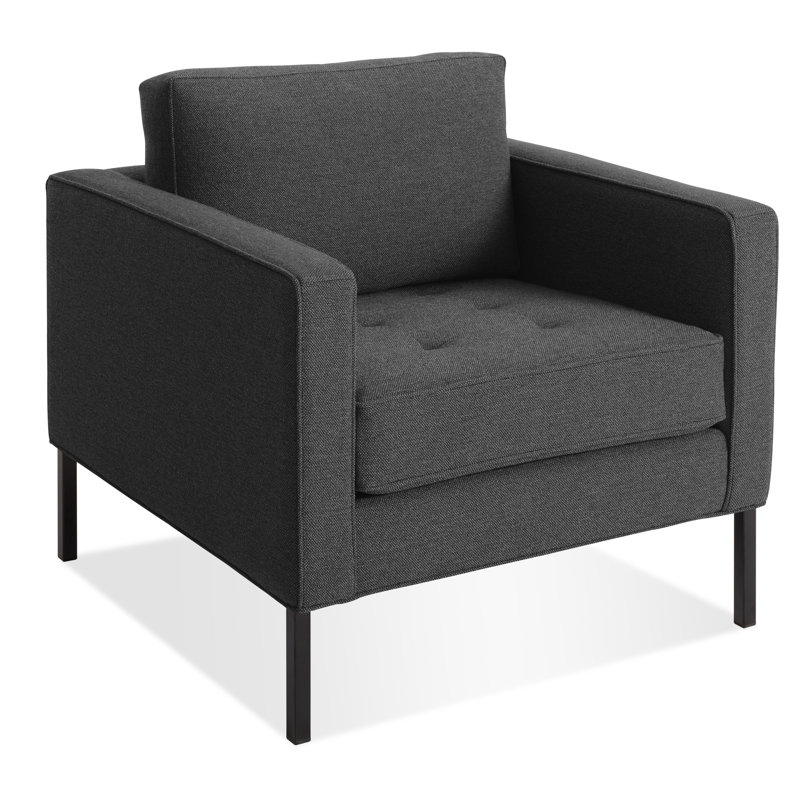 Paramount Tufted Armchair, Black, Otter Velvet Polyester Blend
