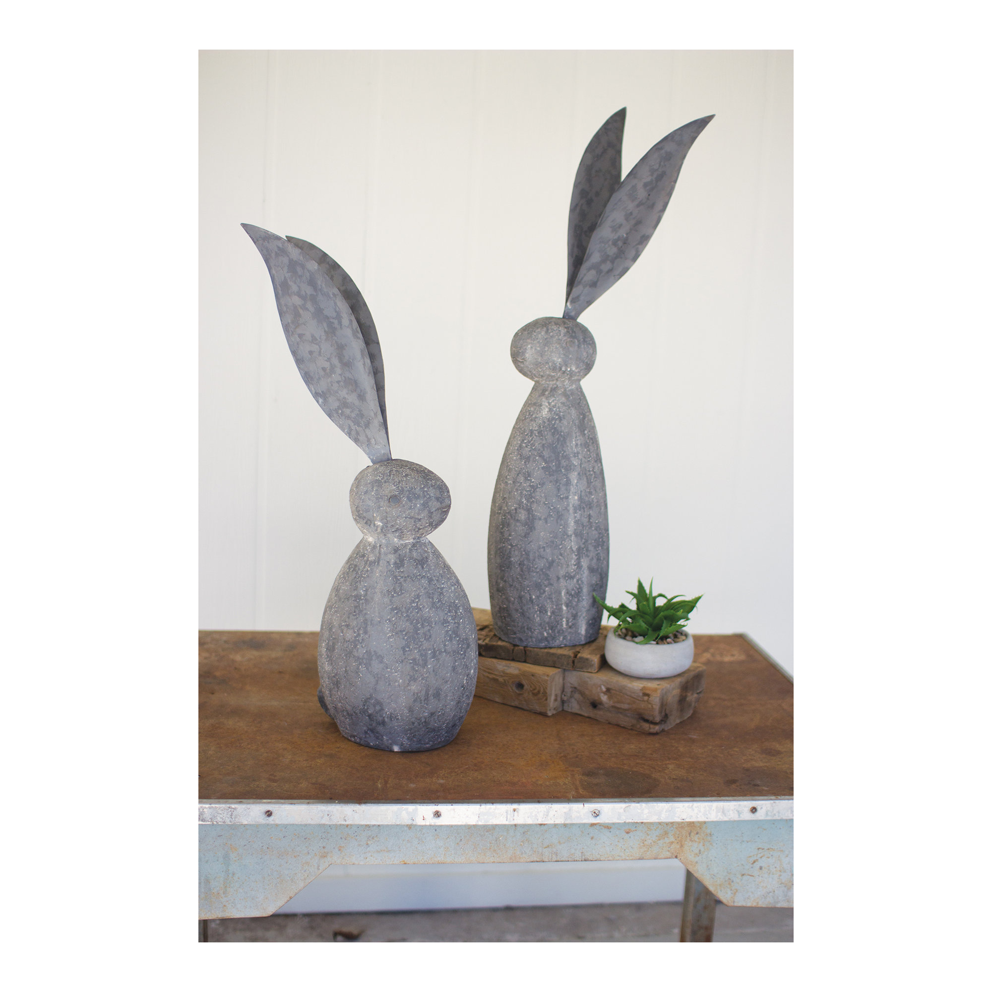 Okelly Faux Stone Rabbit Figurine, 33" H x 7" W x 7" D