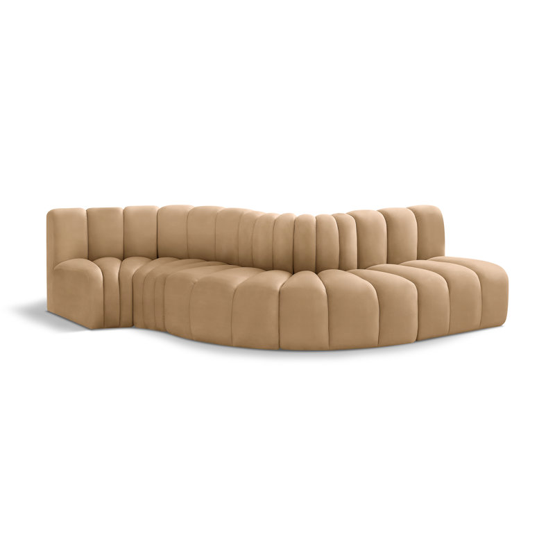 Hiu Upholstered Sofa & Chaise, Camel Velvet
