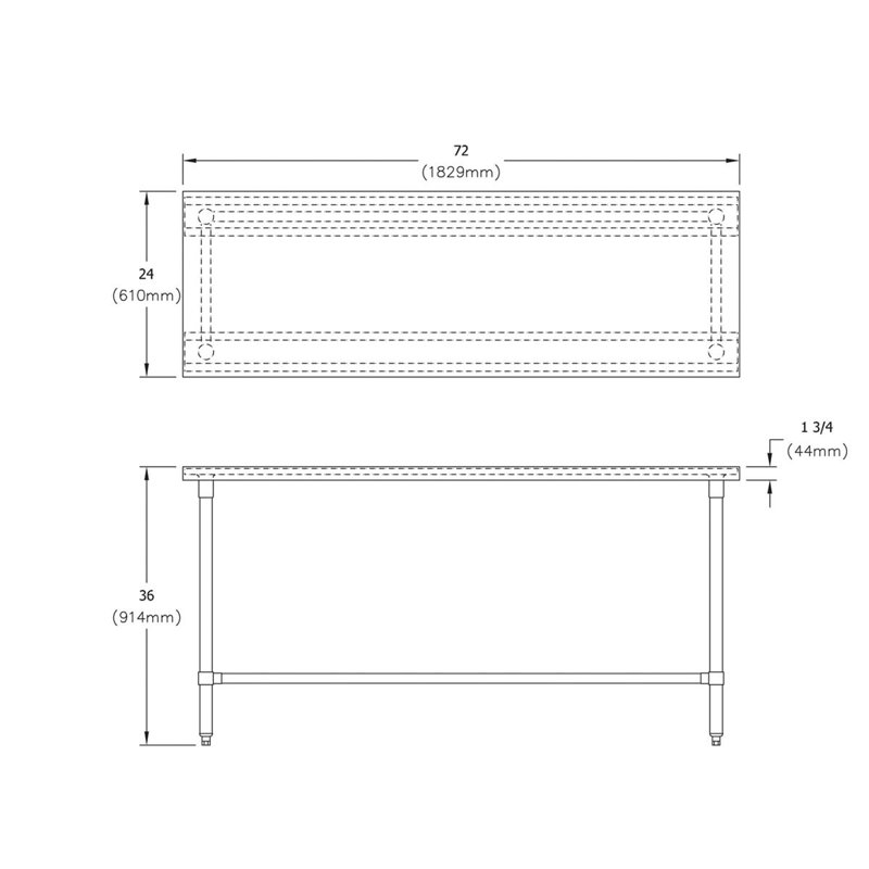 Stainless Steel Work Tables, 36" H x 72" W x 24" D