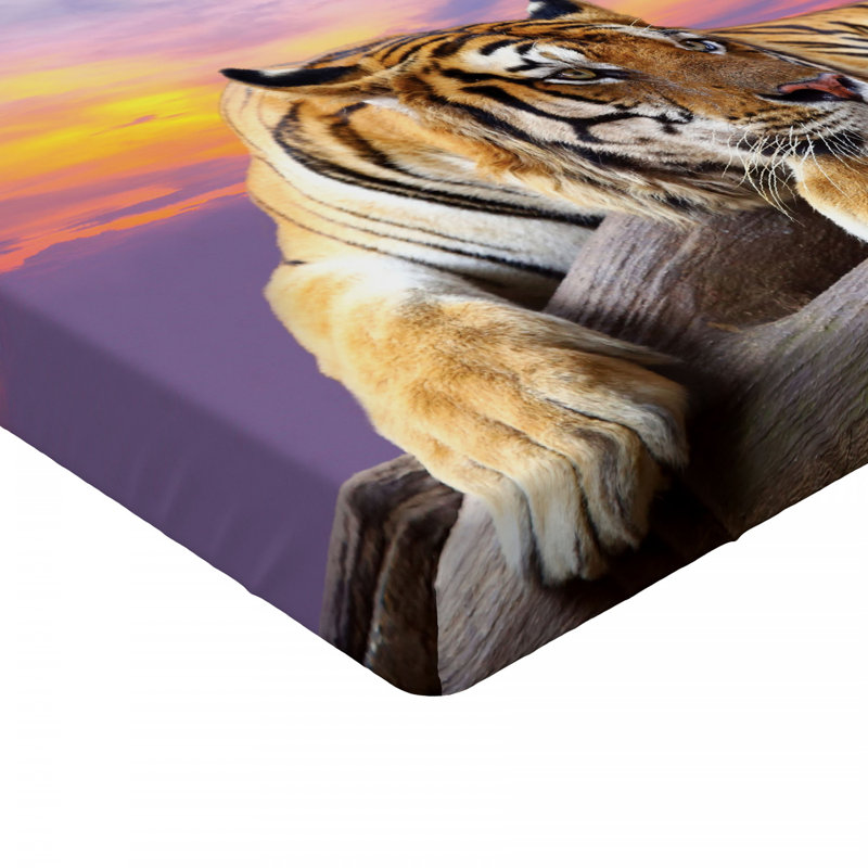 Safari Sunset Microfibre Jersey Knit Fitted Sheet, European Kingsize (160 x 200cm)