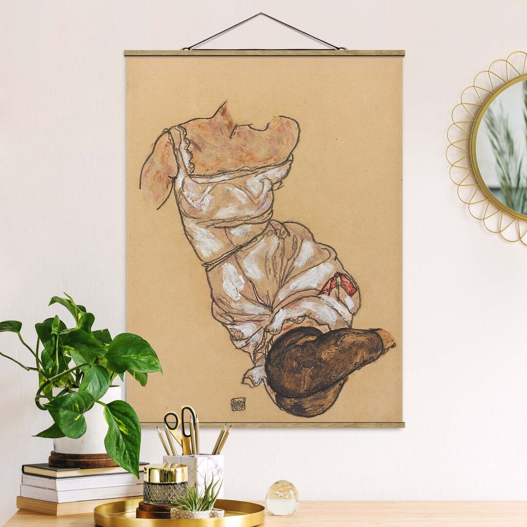 Stoffbild Female Torso in Underwear von Egon Schiele