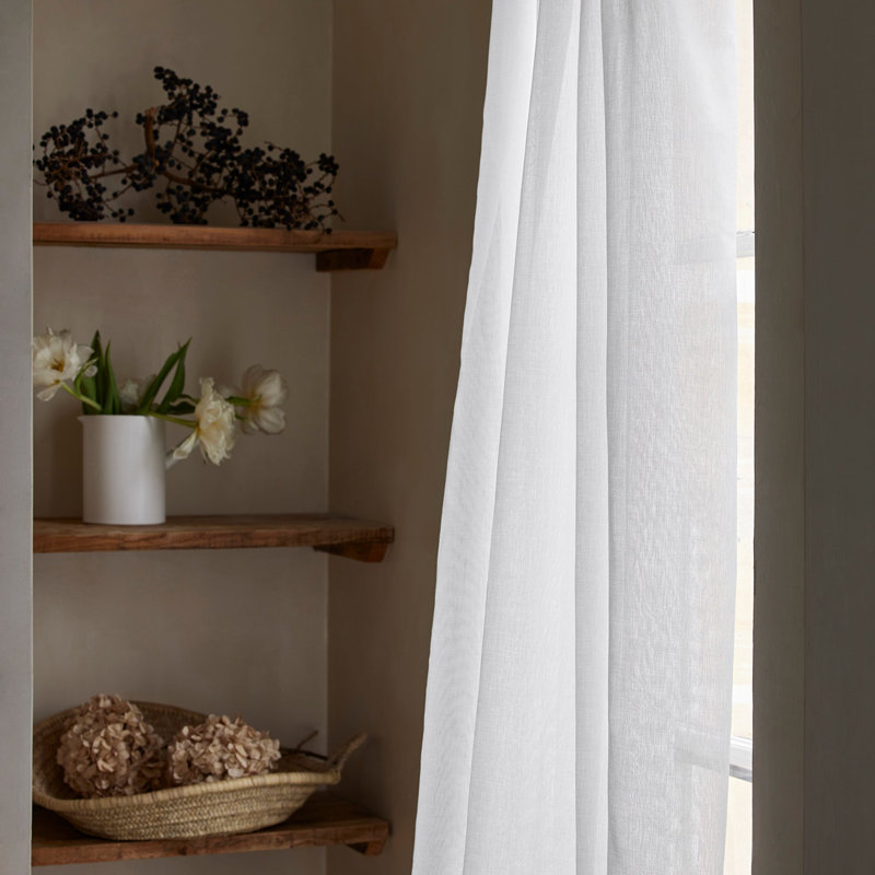 Sheer Curtain Single Panel, White, 200cm x 298cm