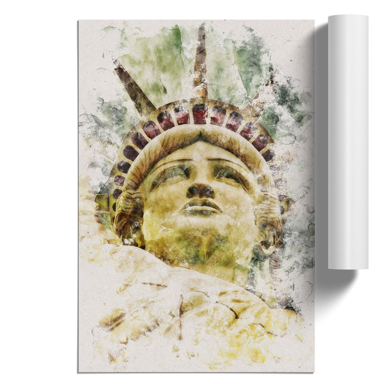 The Statue of Liberty Watercolour - Frameless Print, 84cm H x 59cm W x 0.1cm D