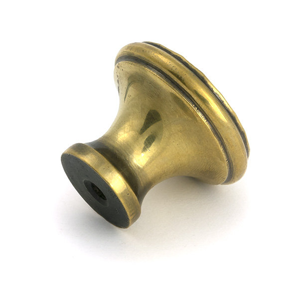 Hammered Round Knob, 1.18" Knob Diameter, Aged Brass