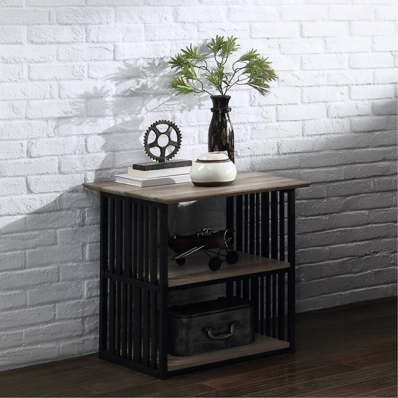 22'' W Metal,Solid + Manufactured Wood Nightstand