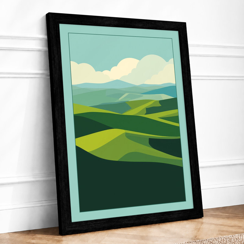 Layered Mountain Vista Modern - Framed Print, A1 - 84.1 x 59.4 cm, Black
