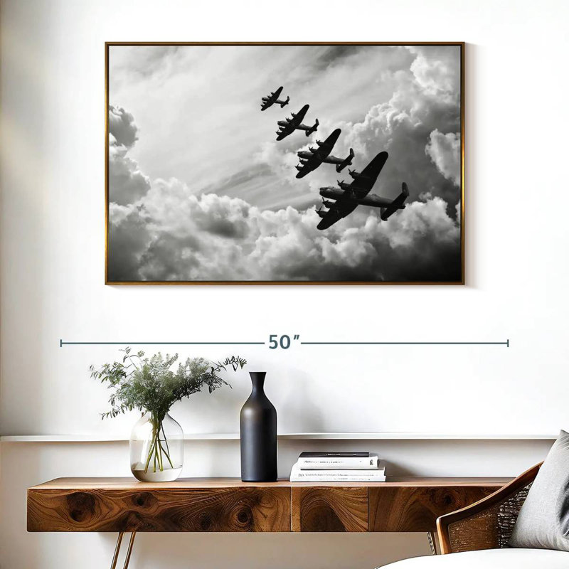 Avions de guerre de la Seconde Guerre mondiale, 40 po x 27 po, Cadre flottant doré
