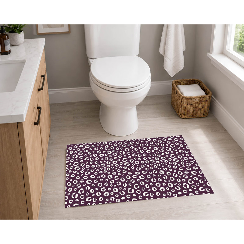 Tapis de toilette rectangulaire absorbant et antidérapant Leopard Play, 24" W x 17" L, Ivory, Charcoal