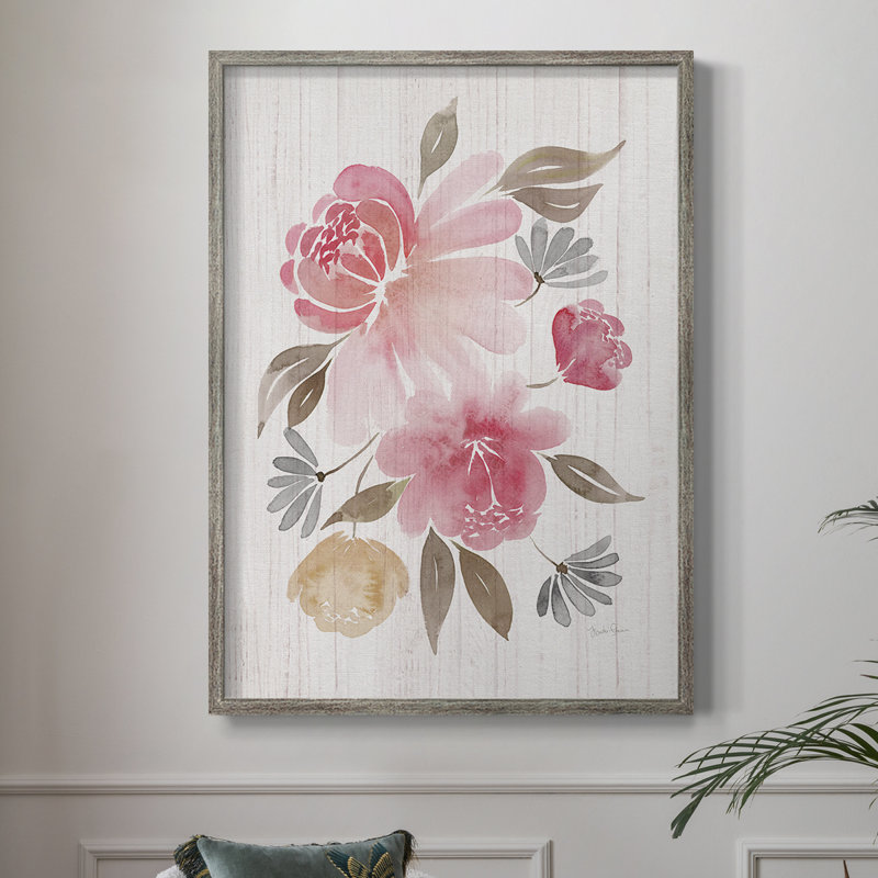 Loose Peonies II Framed Print - Solid Wood 46837, 11" H x 9" W