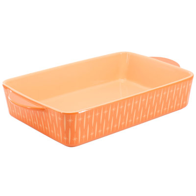 HomeStyle Entertaining Breakfast 9 Inch Rectangular Stoneware Baker in Orange