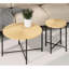 Table basse et table de bout Radial Revêtement imperméable. Conception cylindrique vieillie. Pieds en métal. Charme rustique. Ou en bois technique. Tables de 31,4 po x H 18,9 po et P 18,9 po x H 23,6 po.-932384121