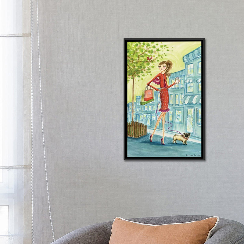 Bella Pilar, peinture sur toile tendue, H 26 po x l 18 po x P 1,5 po, Toile encadrée noire, Pas de tapis