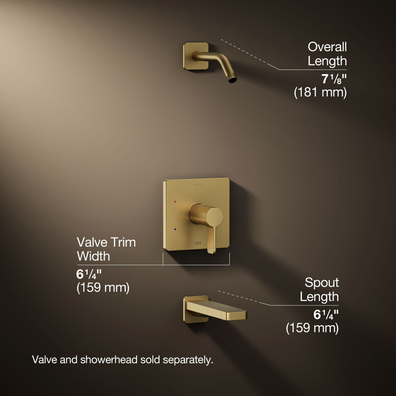 Parallel Bath and Shower Trim Set, Gold