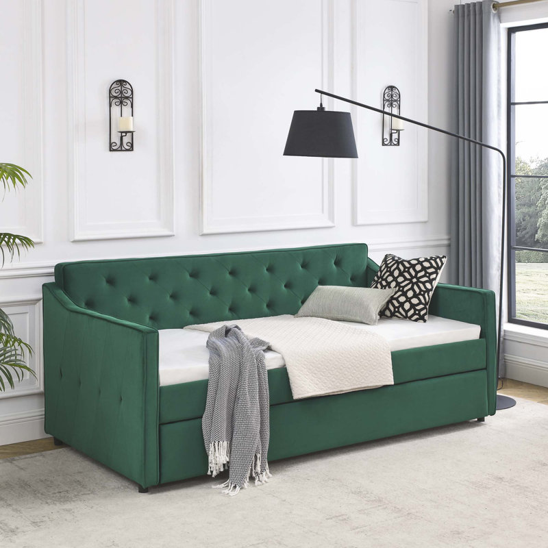 Twin Size Daybed With Twin Size Trundle, Green